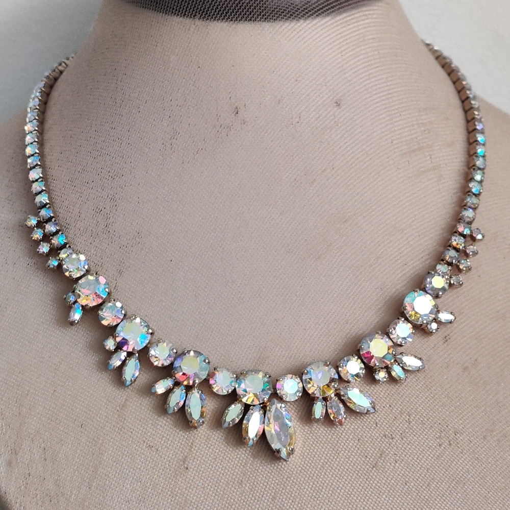 Stunning Signed Sherman Champagne Crystal Necklace